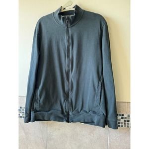 Massimo Dutti Dark Moss Green 100% Cotton Brushed Cotton Zip Up Sweatshirt SZ L